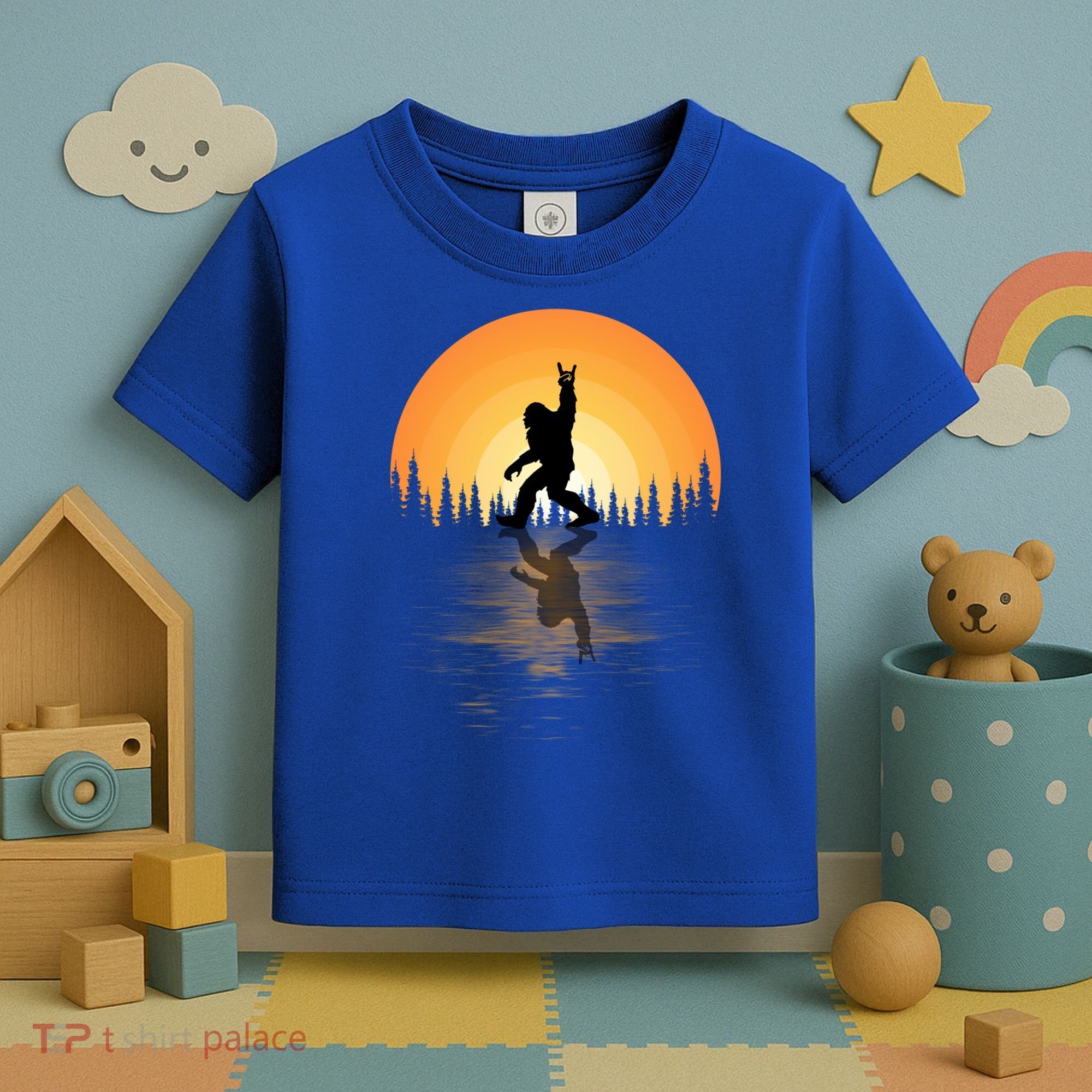 Retro Bigfoot Rock And Roll For Sasquatch Believers Funny Gift Toddler T-Shirt