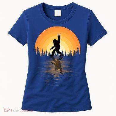 Retro Bigfoot Rock And Roll For Sasquatch Believers Funny Gift Women's T-Shirt