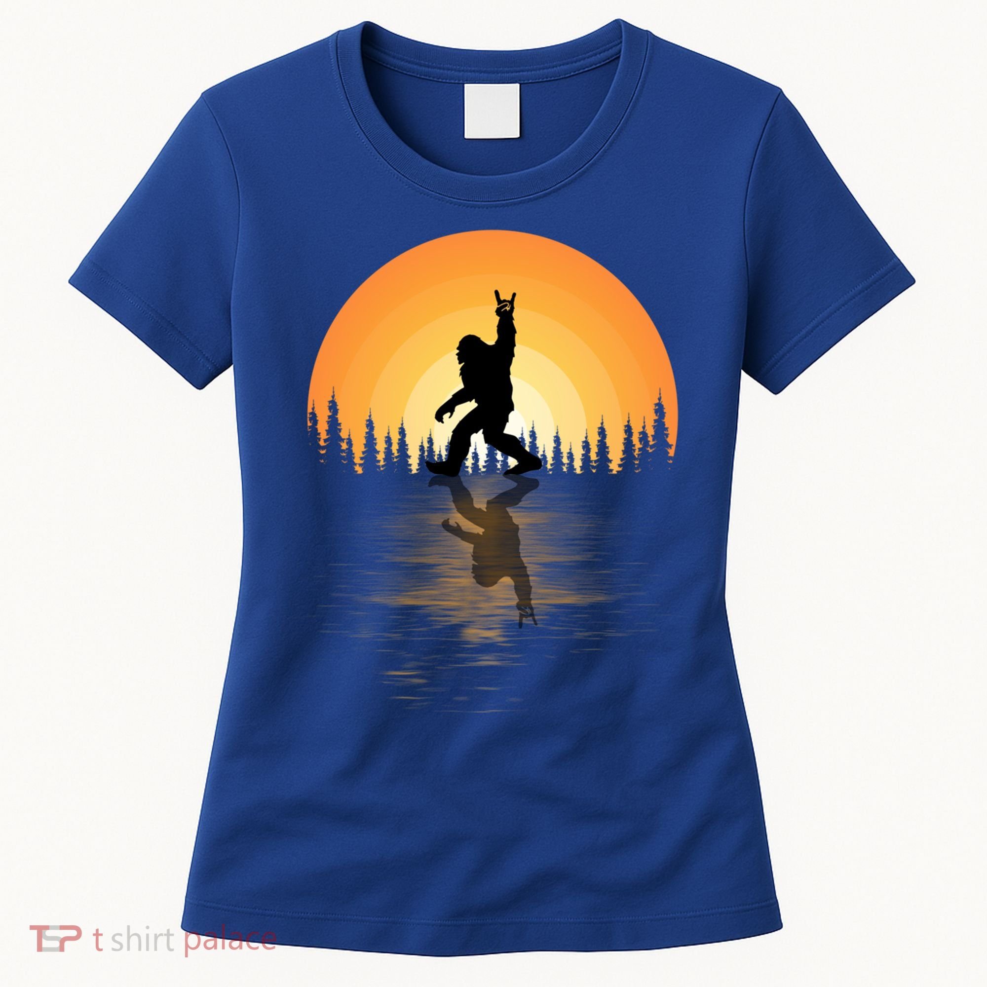 Retro Bigfoot Rock And Roll For Sasquatch Believers Funny Gift Women's T-Shirt