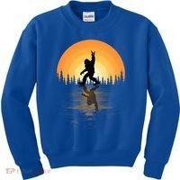 Retro Bigfoot Rock And Roll For Sasquatch Believers Funny Gift Kids Sweatshirt thumb 0