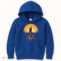 Retro Bigfoot Rock And Roll For Sasquatch Believers Funny Gift Kids Hoodie thumb 0
