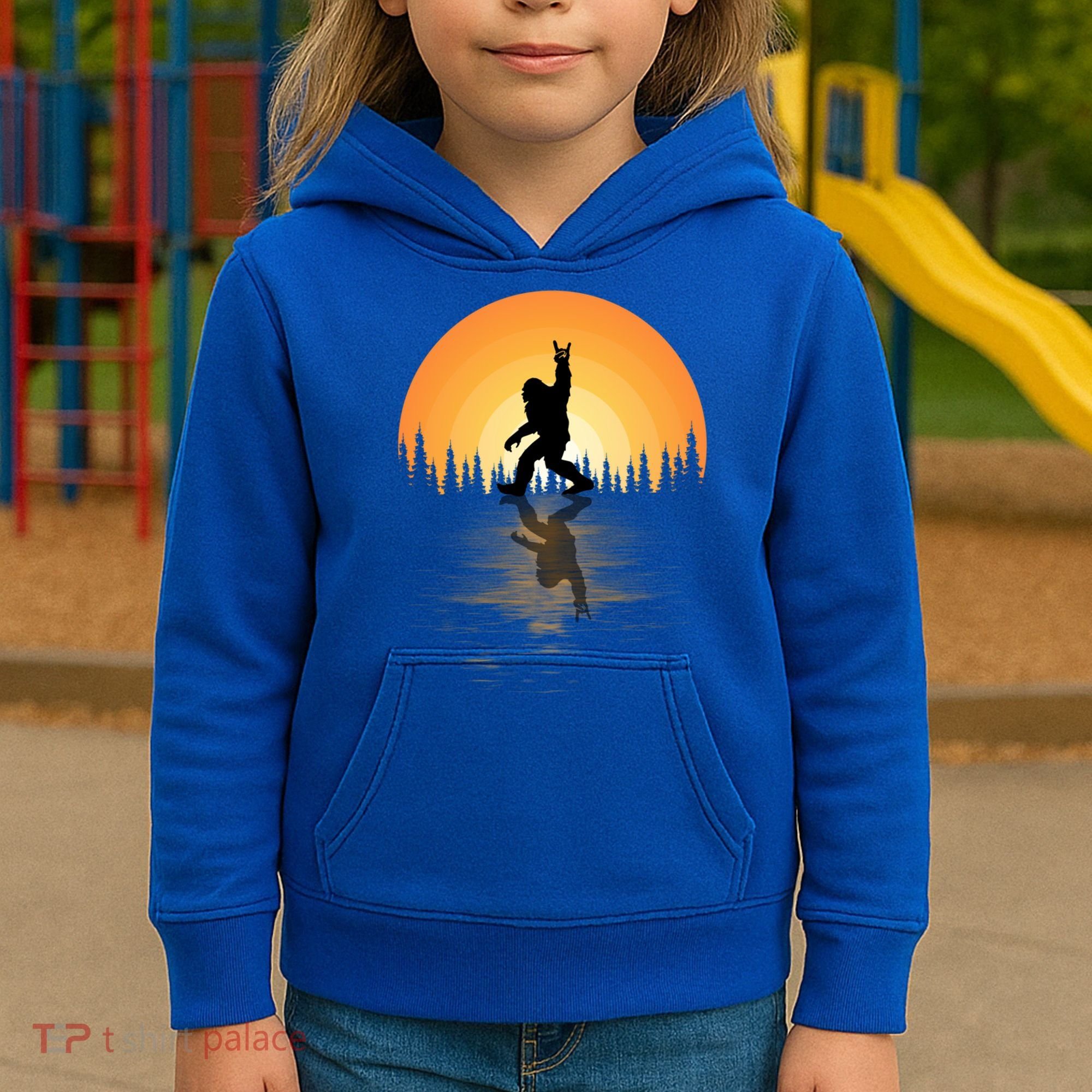 Retro Bigfoot Rock And Roll For Sasquatch Believers Funny Gift Kids Hoodie