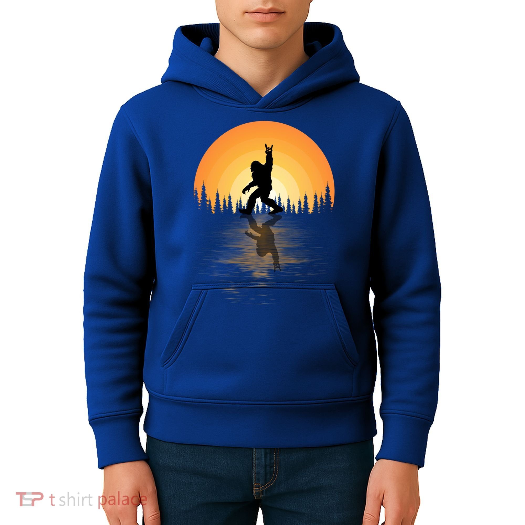 Retro Bigfoot Rock And Roll For Sasquatch Believers Funny Gift Kids Hoodie