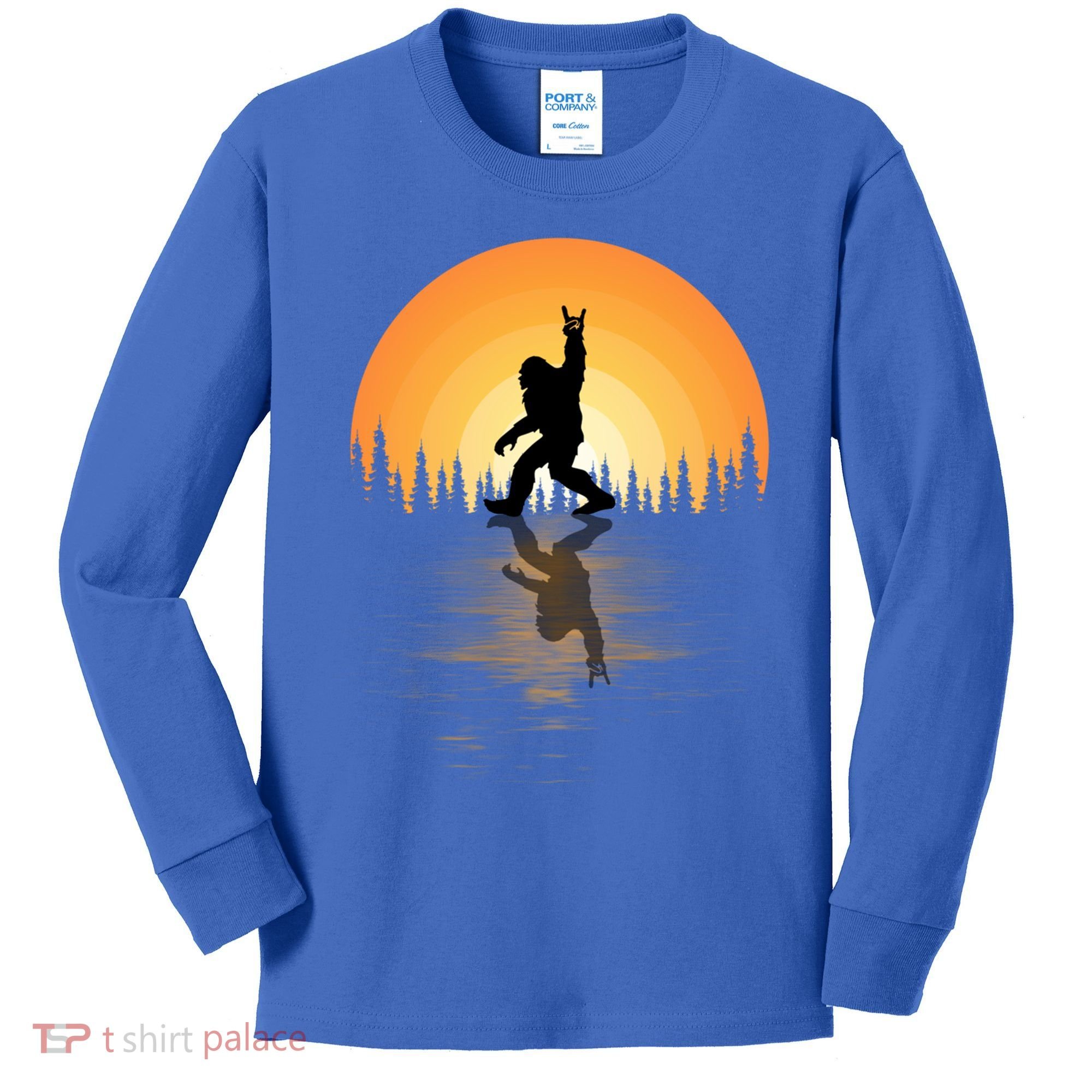 Retro Bigfoot Rock And Roll For Sasquatch Believers Funny Gift Kids Long Sleeve Shirt