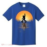 Retro Bigfoot Rock And Roll For Sasquatch Believers Funny Gift Kids T-Shirt thumb 0