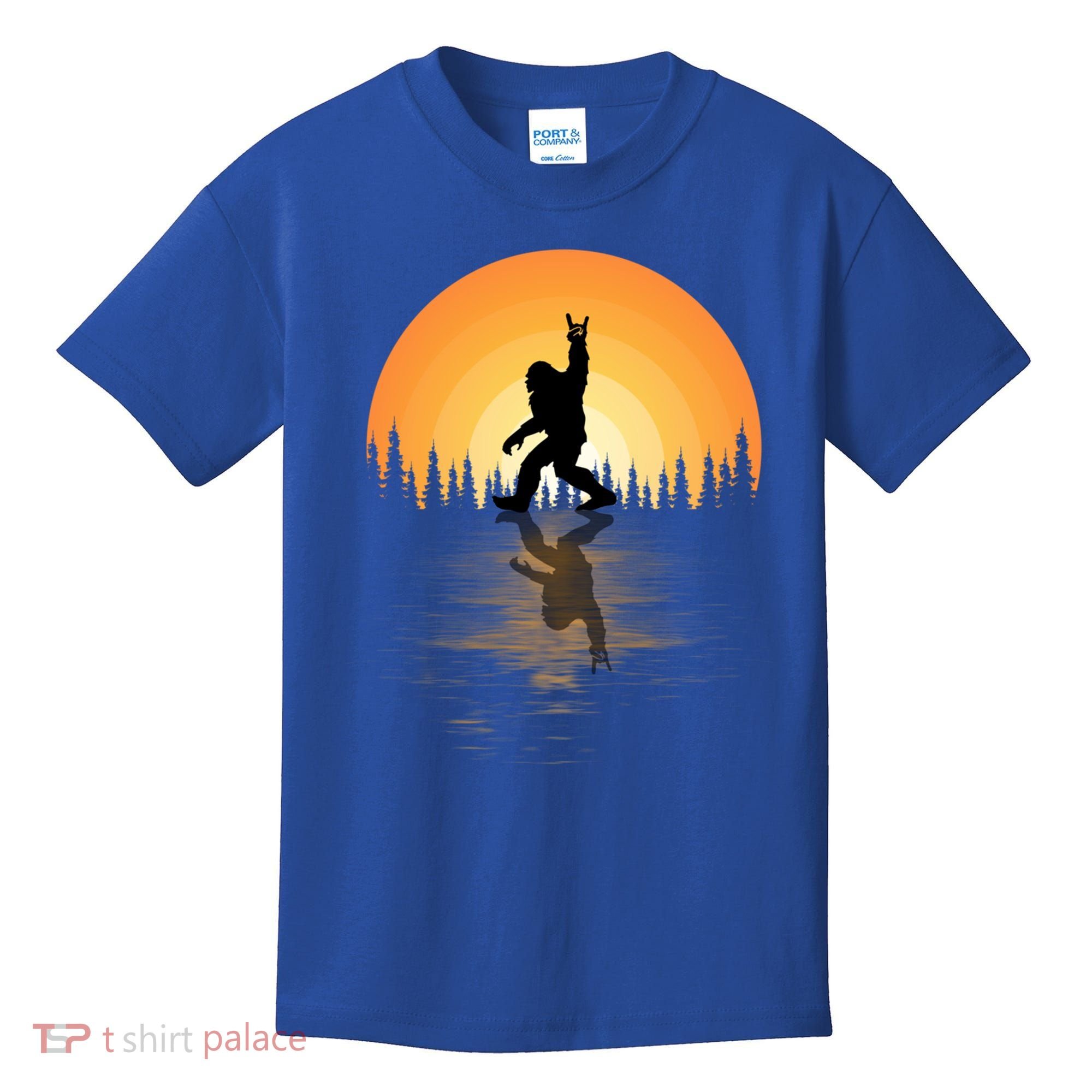 Retro Bigfoot Rock And Roll For Sasquatch Believers Funny Gift Kids T-Shirt