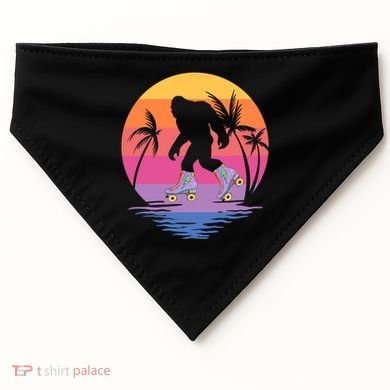 Retro Bigfoot Roller Skating Sasquatch 80s 90s Skater Cool Gift USA-Made Doggie Bandana