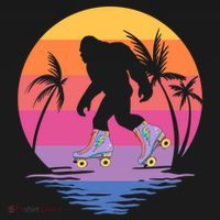 Retro Bigfoot Roller Skating Sasquatch 80s 90s Skater Cool Gift Women's Hoodie thumb 2