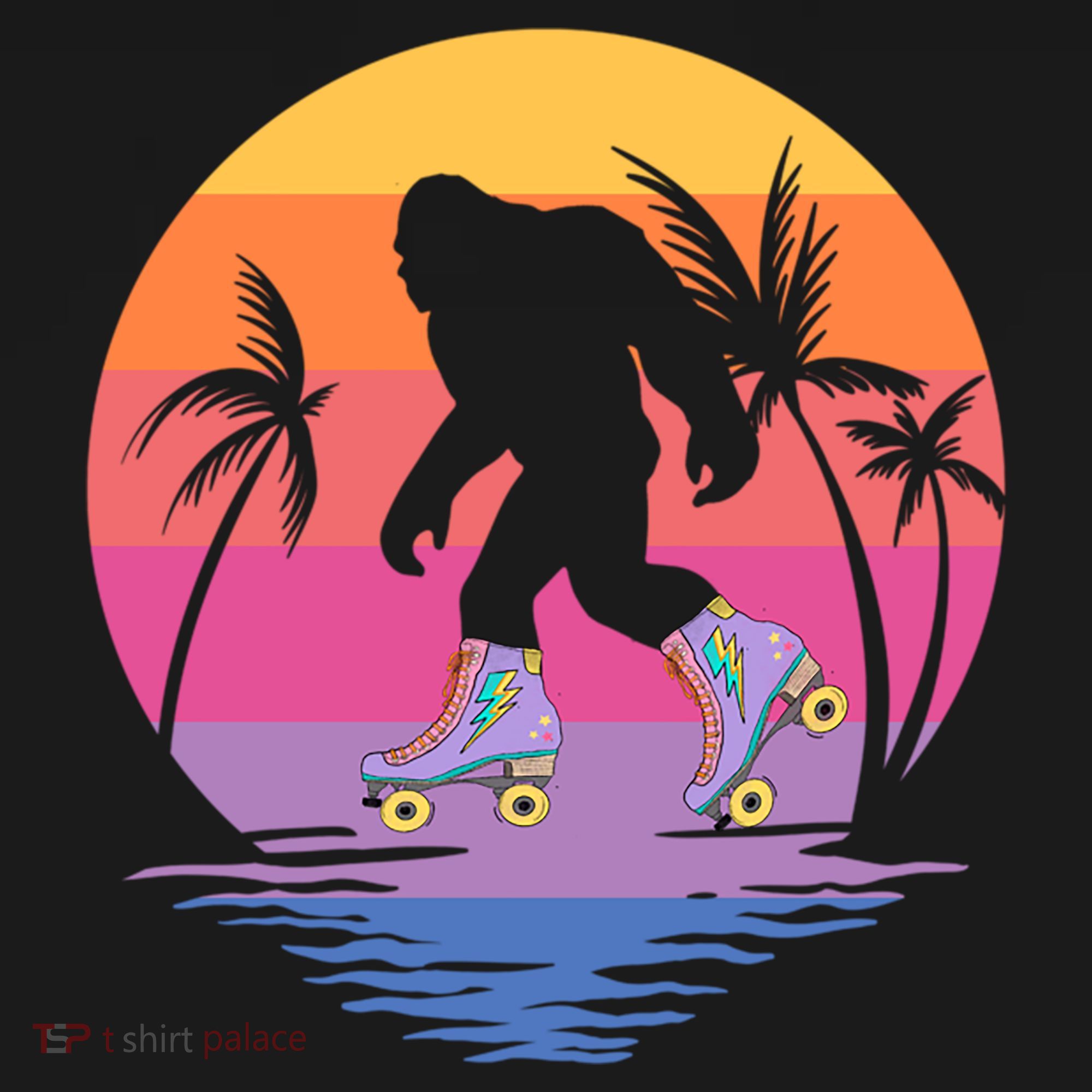 Retro Bigfoot Roller Skating Sasquatch 80s 90s Skater Cool Gift Women's Hoodie