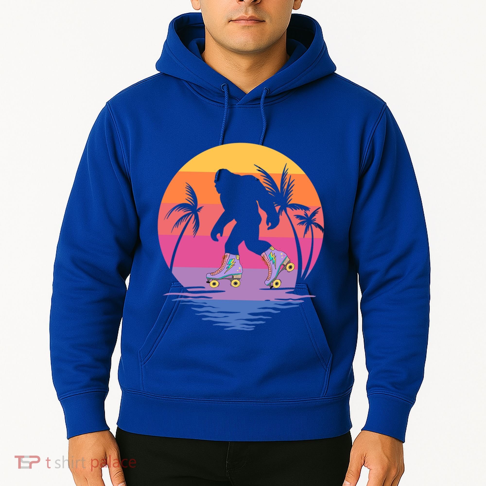 Retro Bigfoot Roller Skating Sasquatch 80s 90s Skater Cool Gift Hoodie
