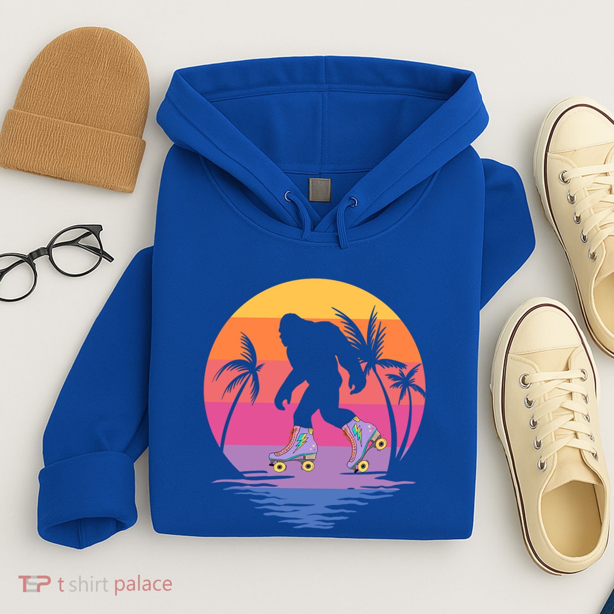 Retro Bigfoot Roller Skating Sasquatch 80s 90s Skater Cool Gift Hoodie