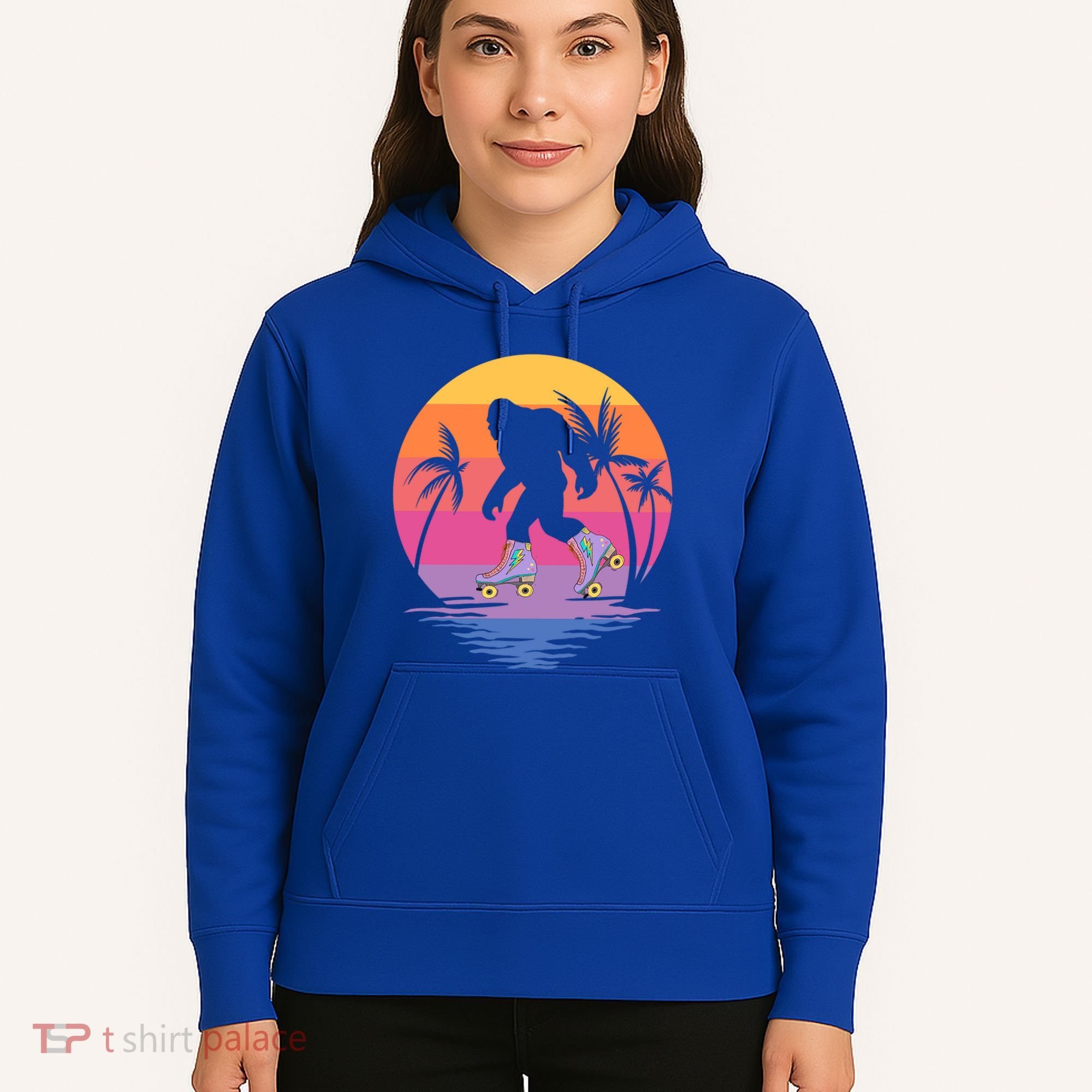 Retro Bigfoot Roller Skating Sasquatch 80s 90s Skater Cool Gift Hoodie