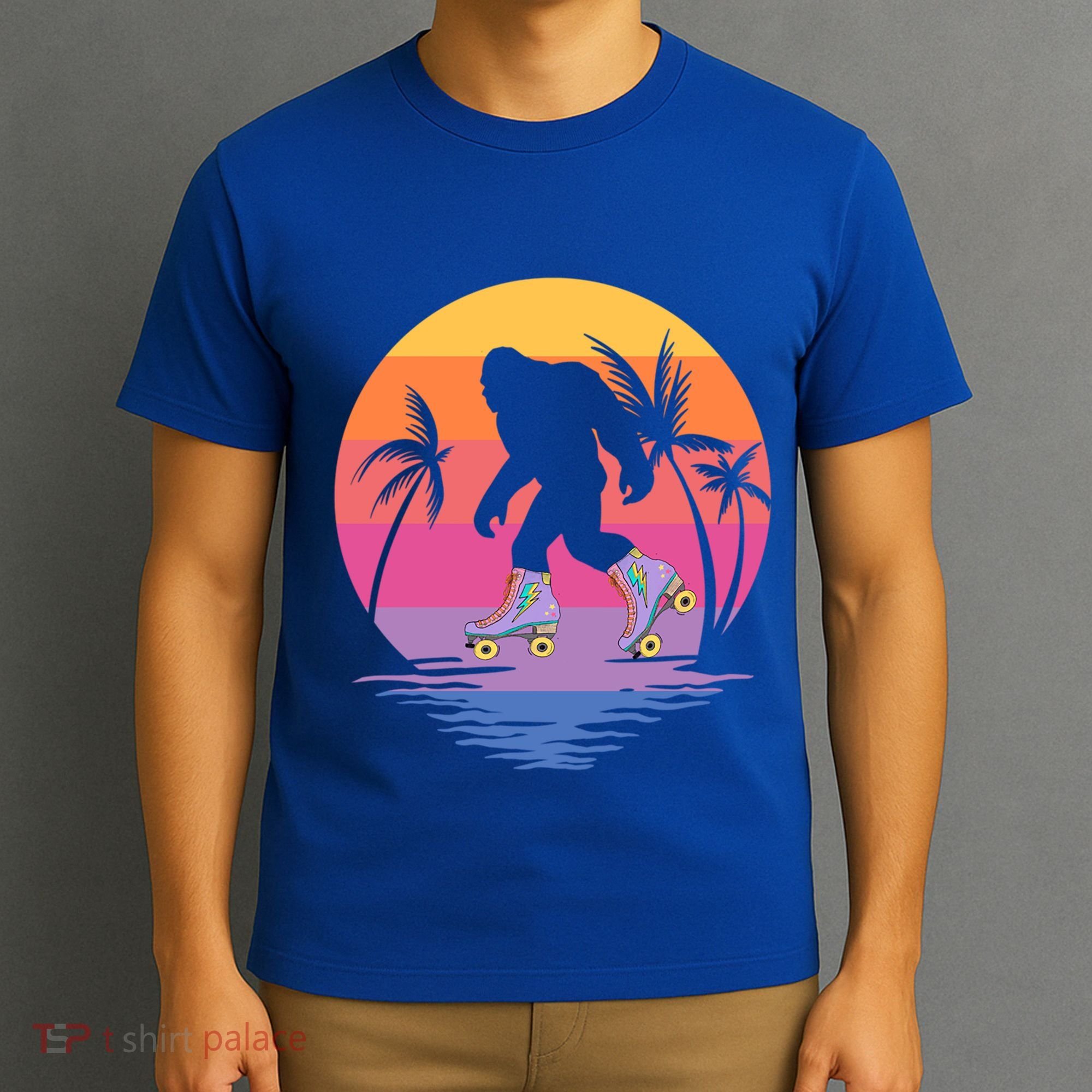 Retro Bigfoot Roller Skating Sasquatch 80s 90s Skater Cool Gift T-Shirt