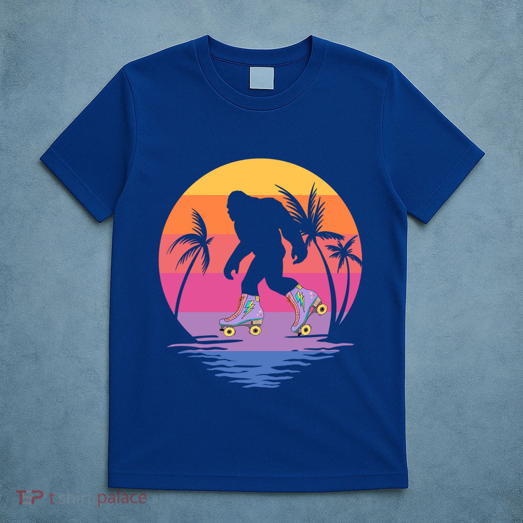 Retro Bigfoot Roller Skating Sasquatch 80s 90s Skater Cool Gift T-Shirt