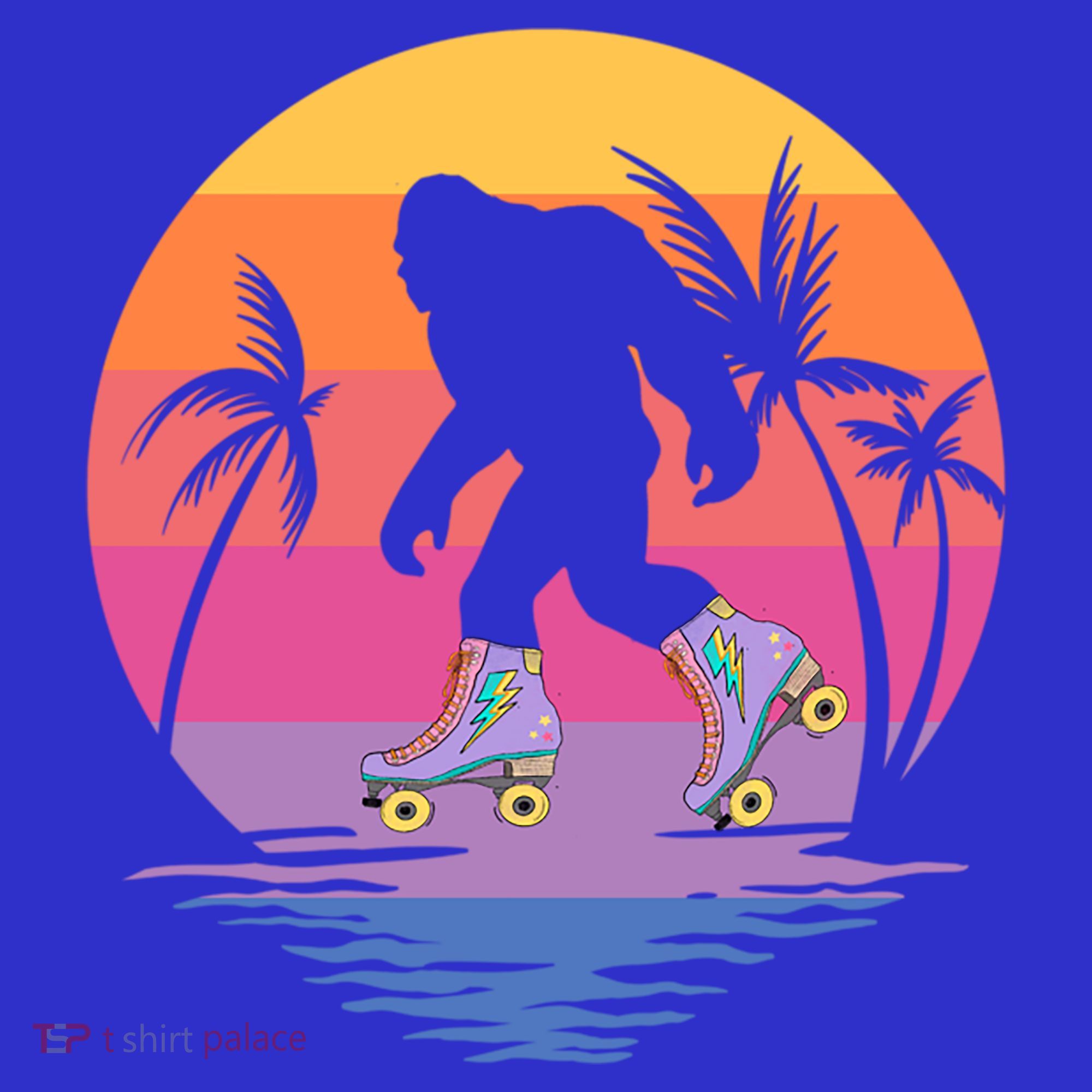 Retro Bigfoot Roller Skating Sasquatch 80s 90s Skater Cool Gift T-Shirt