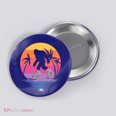 Retro Bigfoot Roller Skating Sasquatch 80s 90s Skater Cool Gift Button