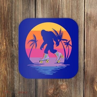 Retro Bigfoot Roller Skating Sasquatch 80s 90s Skater Cool Gift Coaster