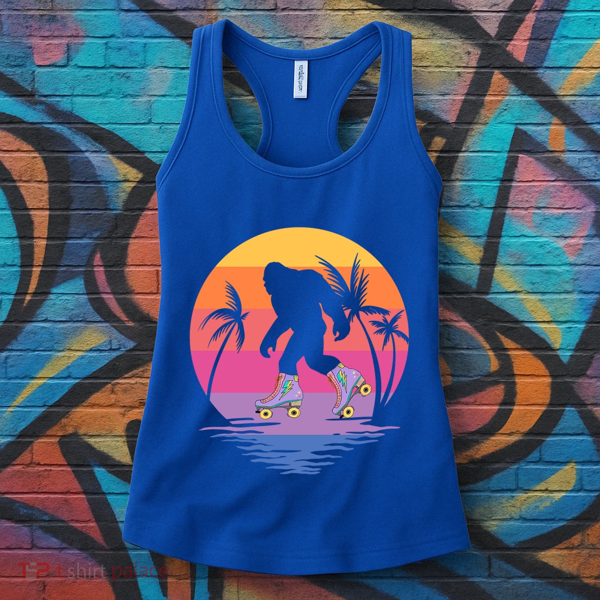 Retro Bigfoot Roller Skating Sasquatch 80s 90s Skater Cool Gift Women's Tank Top