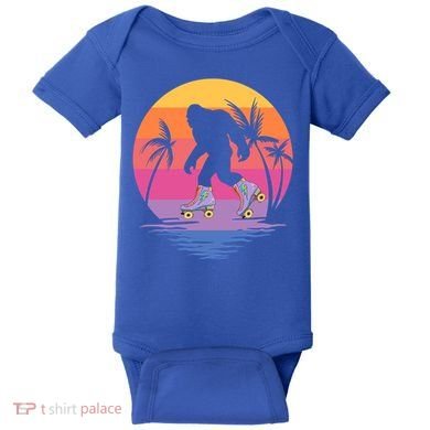 Retro Bigfoot Roller Skating Sasquatch 80s 90s Skater Cool Gift Baby Bodysuit