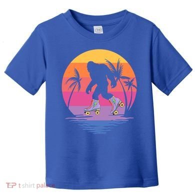Retro Bigfoot Roller Skating Sasquatch 80s 90s Skater Cool Gift Toddler T-Shirt