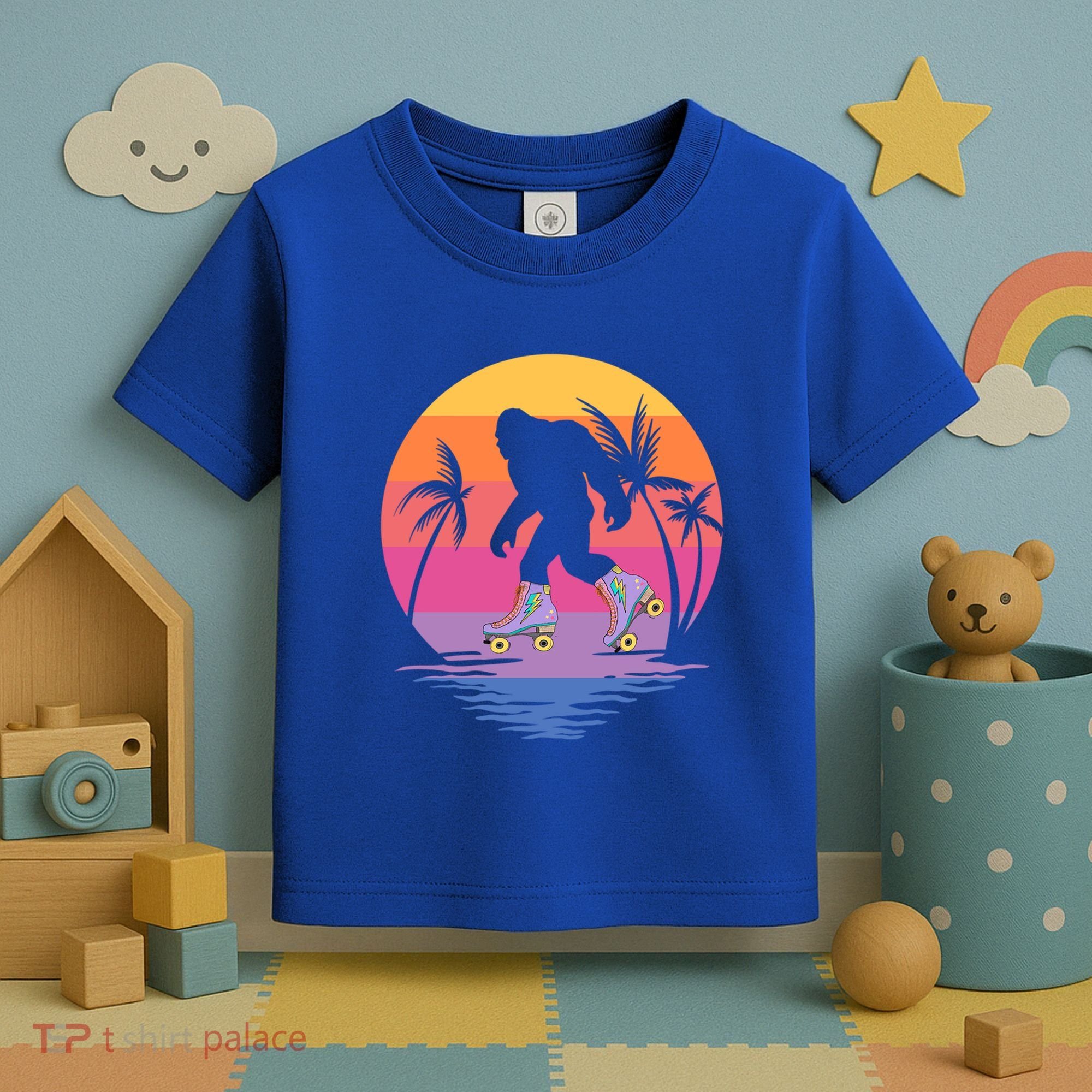 Retro Bigfoot Roller Skating Sasquatch 80s 90s Skater Cool Gift Toddler T-Shirt