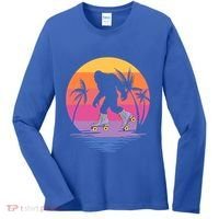 Retro Bigfoot Roller Skating Sasquatch 80s 90s Skater Cool Gift Women's Long Sleeve Shirt thumb 0