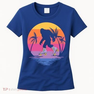 Retro Bigfoot Roller Skating Sasquatch 80s 90s Skater Cool Gift Women's T-Shirt