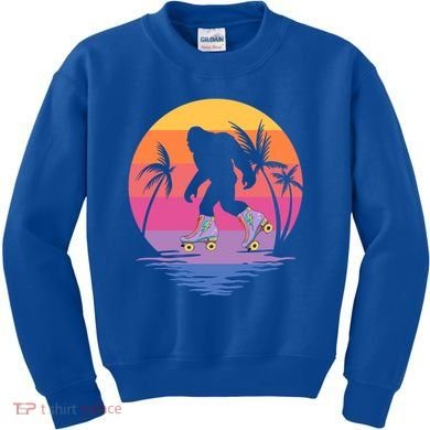 Retro Bigfoot Roller Skating Sasquatch 80s 90s Skater Cool Gift Kids Sweatshirt