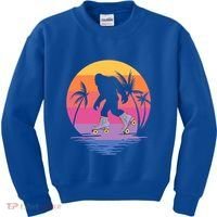 Retro Bigfoot Roller Skating Sasquatch 80s 90s Skater Cool Gift Kids Sweatshirt thumb 0