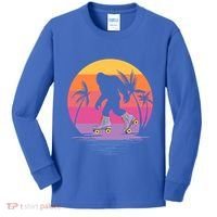 Retro Bigfoot Roller Skating Sasquatch 80s 90s Skater Cool Gift Kids Long Sleeve Shirt thumb 0