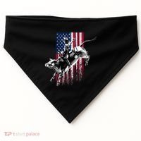 Rodeo Bull Rider Patriotic American Flag Gift For Cow Gift USA-Made Doggie Bandana thumb 0