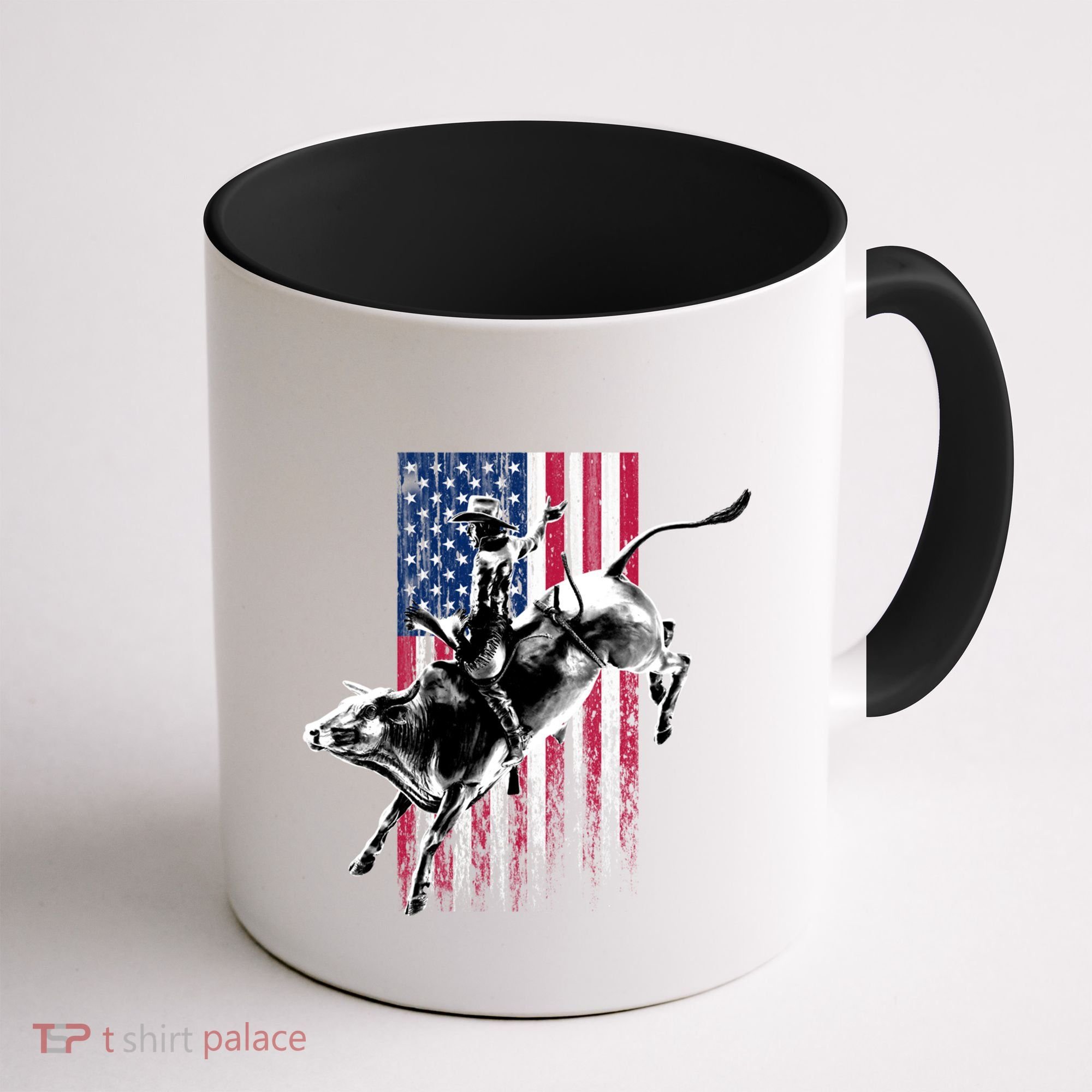 Rodeo Bull Rider Patriotic American Flag Gift For Cow Gift Coffee Mug