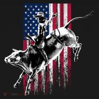 Rodeo Bull Rider Patriotic American Flag Gift For Cow Gift Women's Hoodie thumb 2