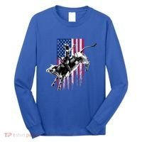 Rodeo Bull Rider Patriotic American Flag Gift For Cow Gift Long Sleeve Shirt thumb 0