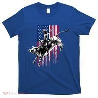 Rodeo Bull Rider Patriotic American Flag Gift For Cow Gift T-Shirt thumb 0