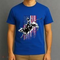 Rodeo Bull Rider Patriotic American Flag Gift For Cow Gift T-Shirt thumb 3