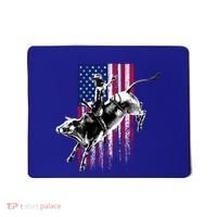 Rodeo Bull Rider Patriotic American Flag Gift For Cow Gift Mousepad thumb 0