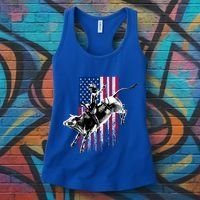 Rodeo Bull Rider Patriotic American Flag Gift For Cow Gift Women's Tank Top thumb 3