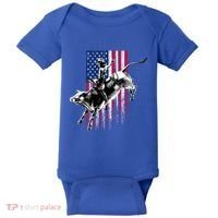 Rodeo Bull Rider Patriotic American Flag Gift For Cow Gift Baby Bodysuit thumb 0