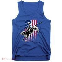 Rodeo Bull Rider Patriotic American Flag Gift For Cow Gift Tank Top thumb 0