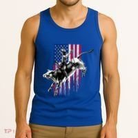 Rodeo Bull Rider Patriotic American Flag Gift For Cow Gift Tank Top thumb 3
