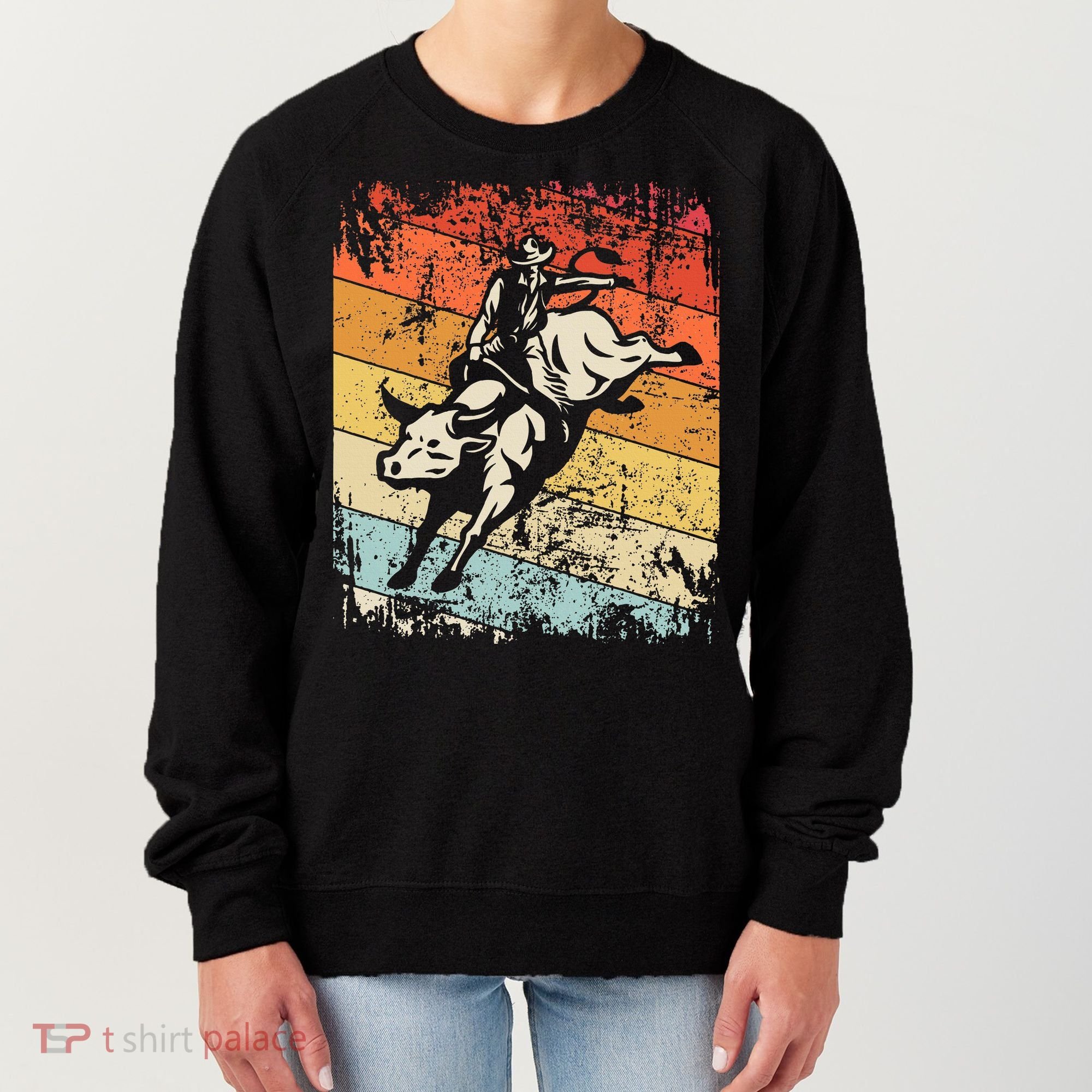 Retro Bull Riding For Cowboy Women's Sweatshirt