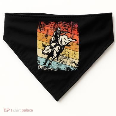 Retro Bull Riding For Cowboy USA-Made Doggie Bandana