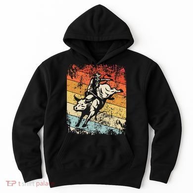 Retro Bull Riding For Cowboy Hoodie