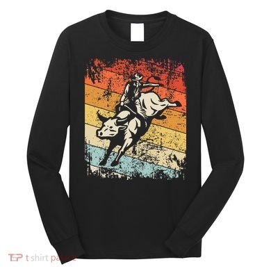 Retro Bull Riding For Cowboy Long Sleeve Shirt