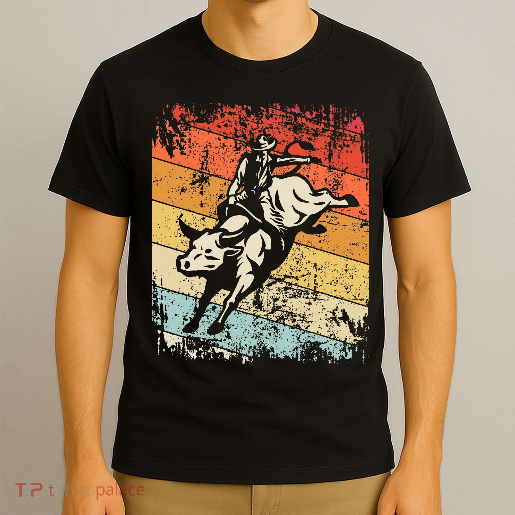 Retro Bull Riding For Cowboy T-Shirt