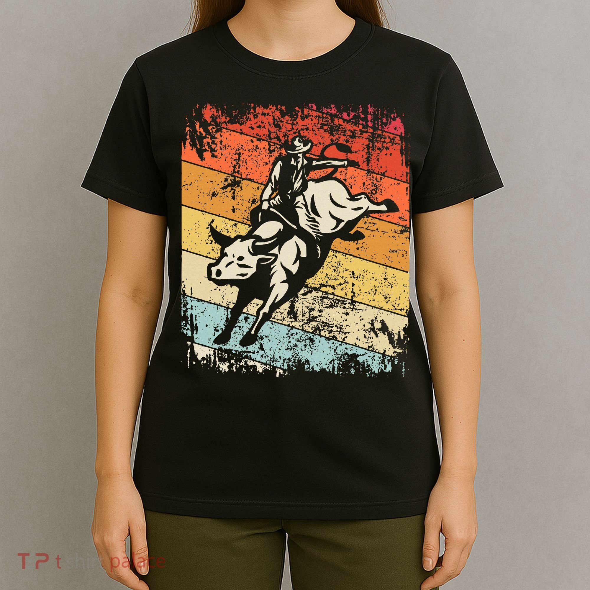 Retro Bull Riding For Cowboy T-Shirt