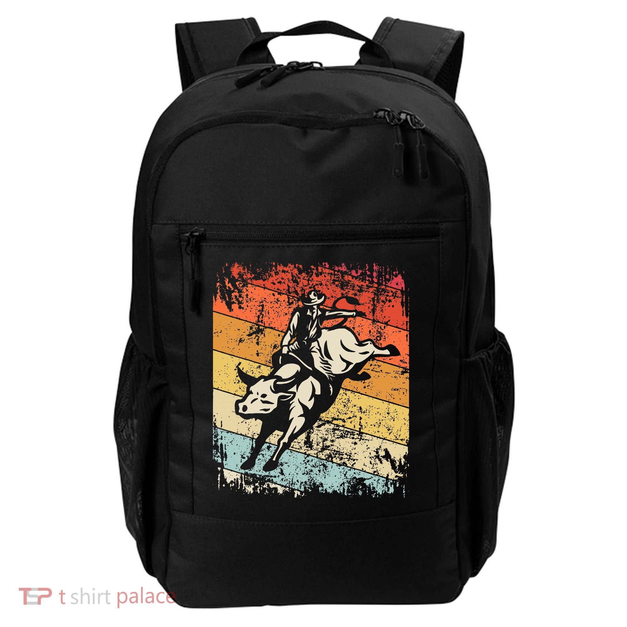 Retro Bull Riding For Cowboy Backpack