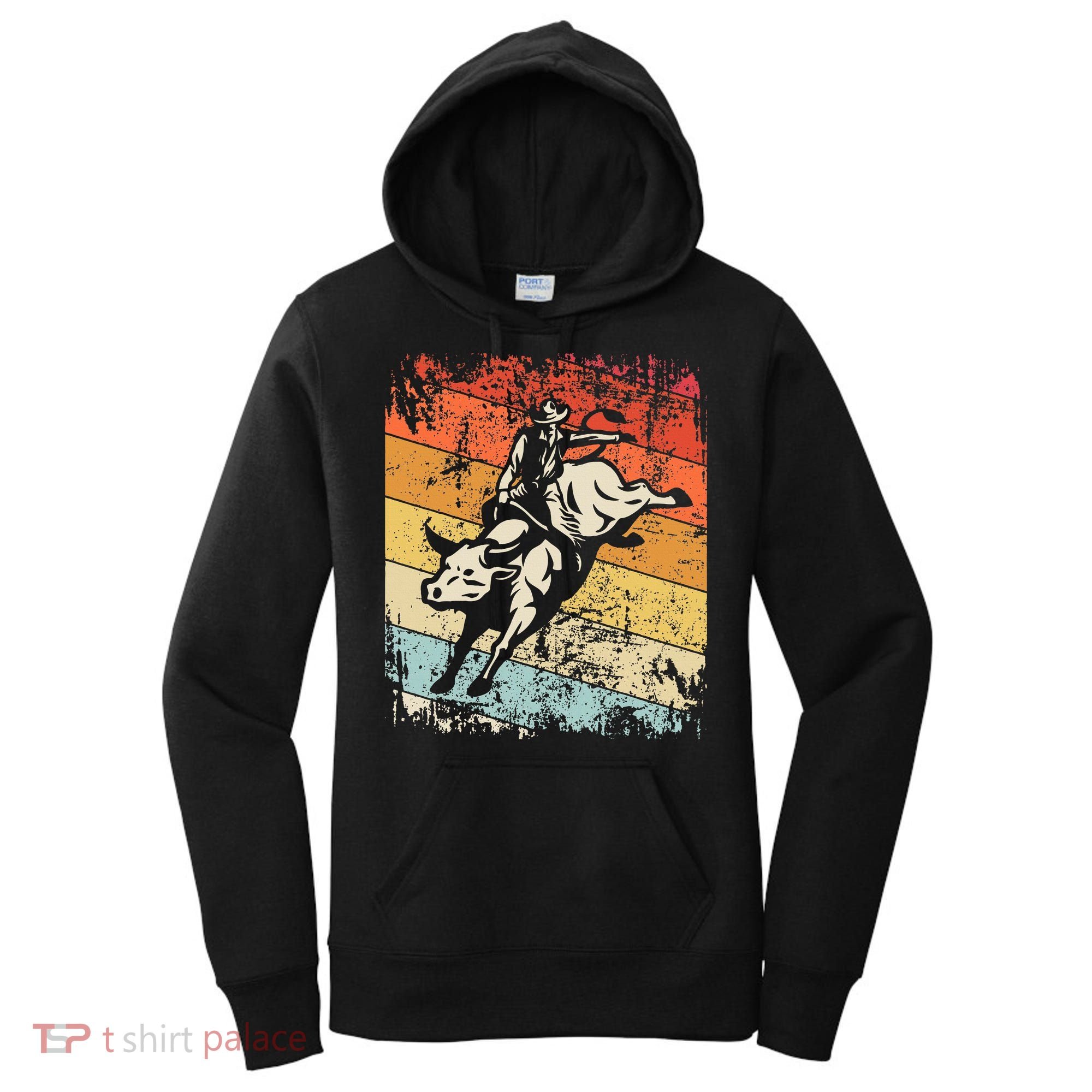 Retro Bull Riding For Cowboy Women's Hoodie