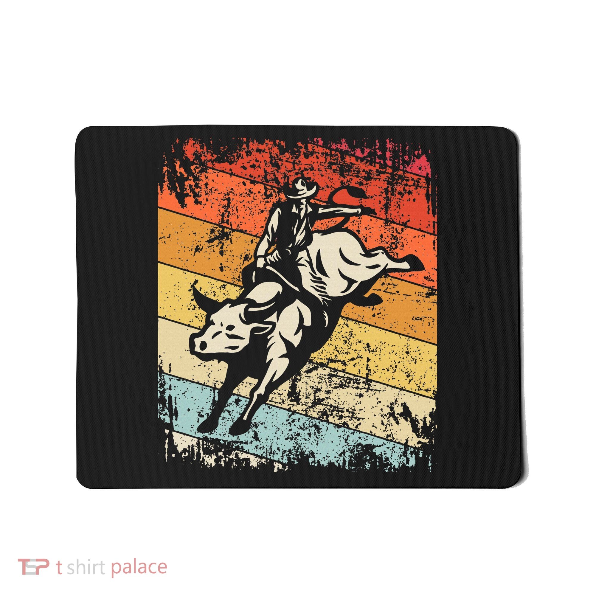 Retro Bull Riding For Cowboy Mousepad
